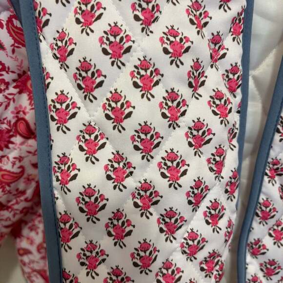 Colorful Floral Quilted Cropped Jacket boho garden party - Picture 7 of 8